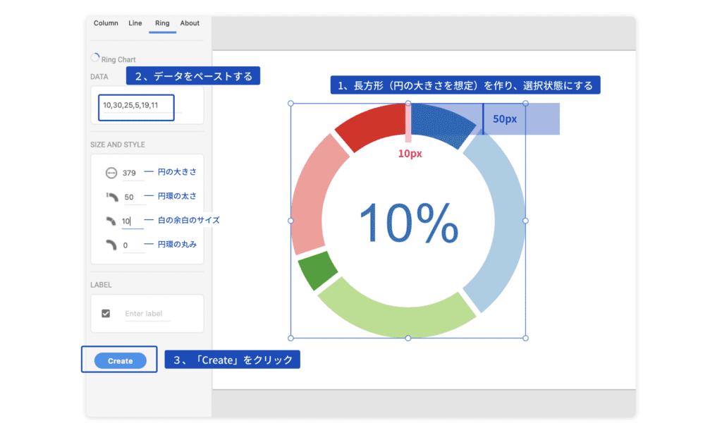 円グラフの作成ステップ1