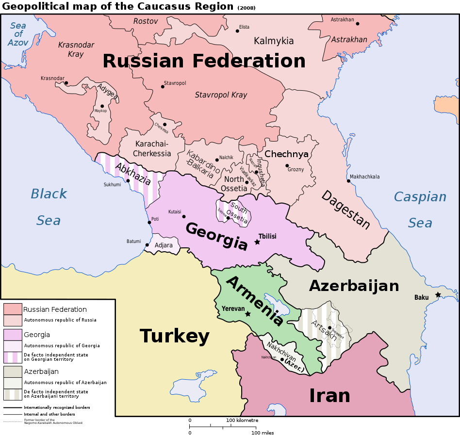 Map of the Caucasus Region -コーカサス地方の地図