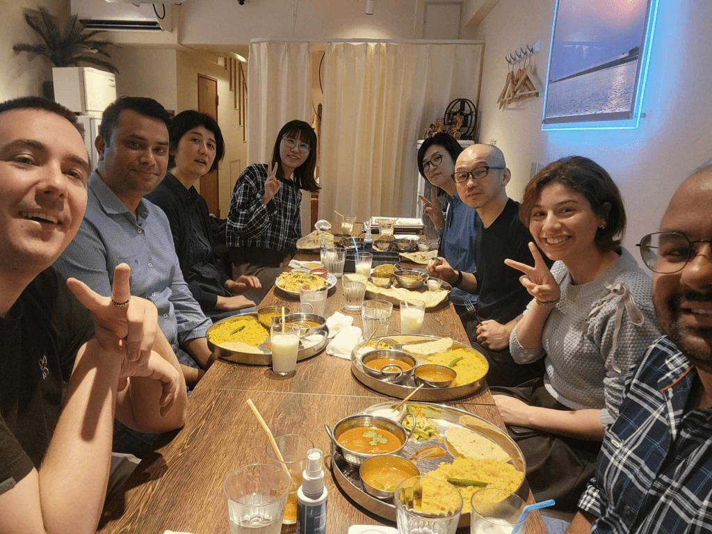 Having lunch and lots of sweet memories with office colleagues